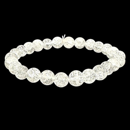 Bracelet quartz craquelé Brésil A (boules 7 - 8mm) - Taille L - La Boite à Cailloux
