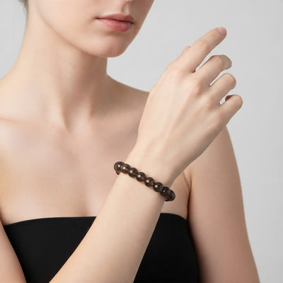 Bracelet quartz fumé Etats-Unis A (boules 10mm)