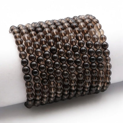Bracelet quartz fumé Etats - Unis A (boules 5 - 6mm) - La Boite à Cailloux