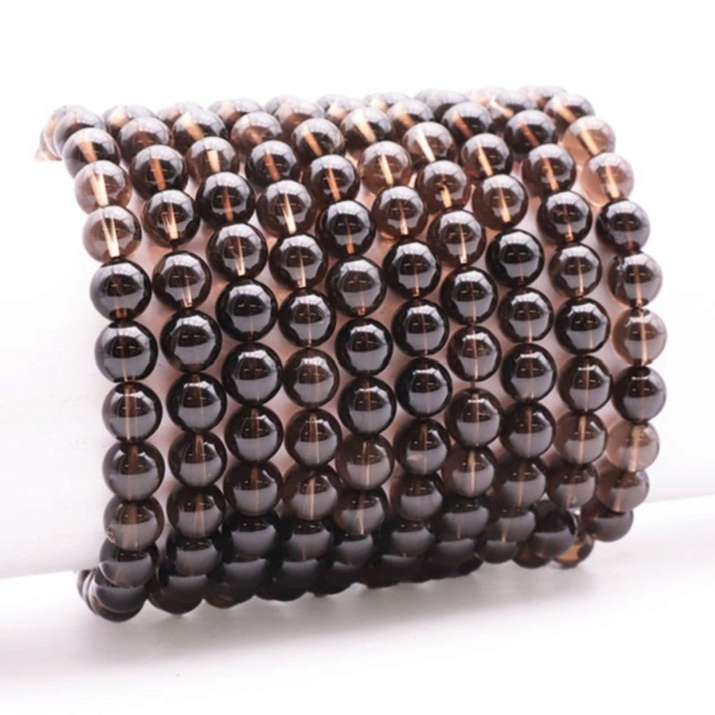 Bracelet quartz fumé Etats-Unis A (boules 7-8mm) - La Boite à Cailloux