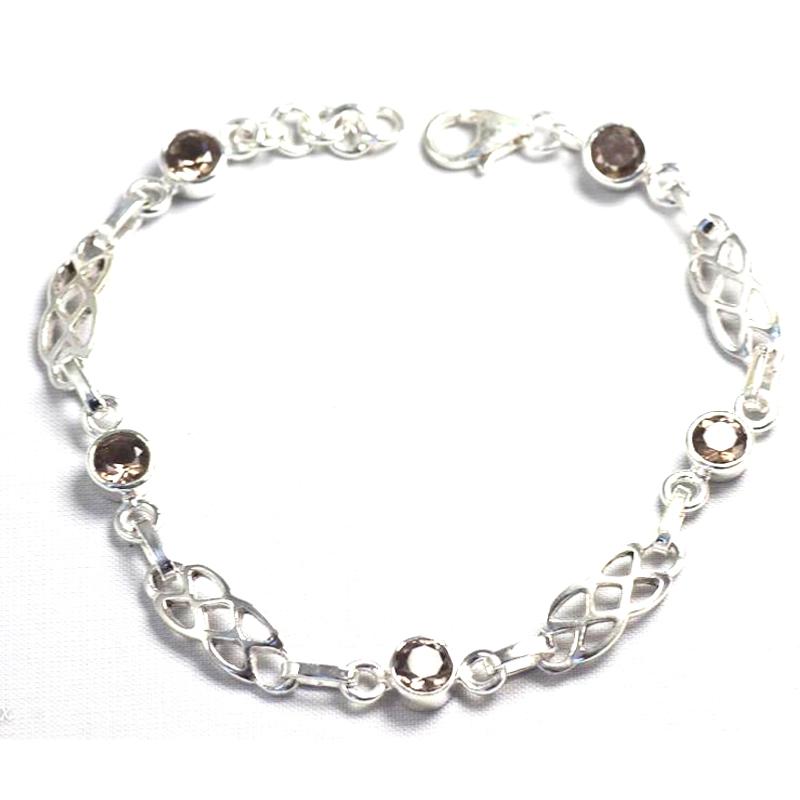 Bracelet quartz fumé Etats - Unis AA argent 925 - La Boite à Cailloux