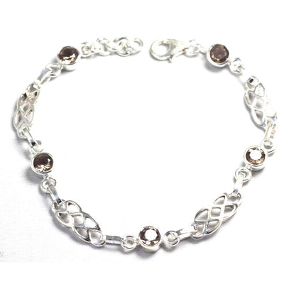 Pulsera de cuarzo ahumado USA AA plata 925