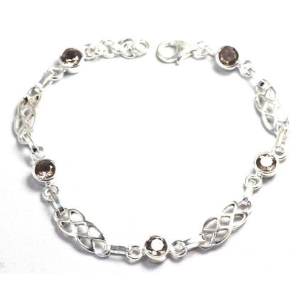 Bracelet quartz fumé Etats - Unis AA argent 925 - La Boite à Cailloux