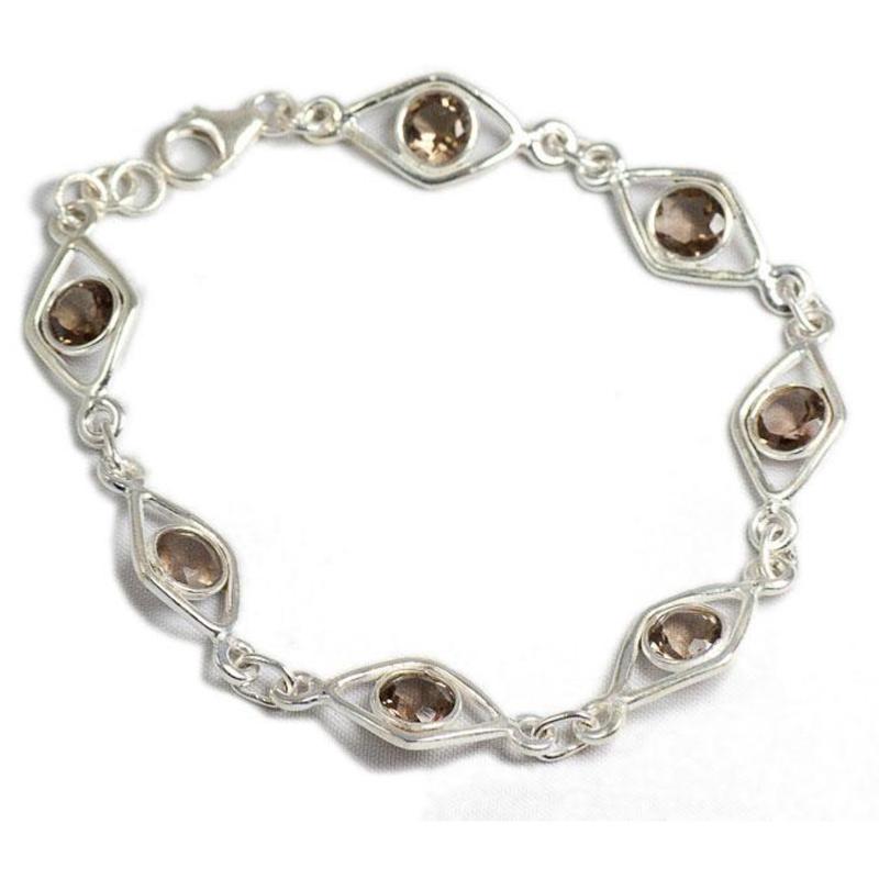 Bracelet quartz fumé Etats - Unis AA argent 925 - La Boite à Cailloux