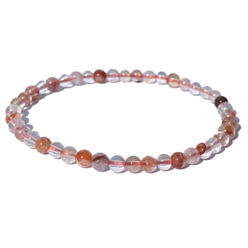 Bracelet quartz hématoide Brésil A (boules 3 - 4mm) - La Boite à Cailloux