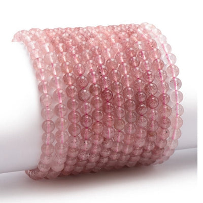 Bracelet quartz hématoide (fraise) Brésil A (boules 5-6mm)