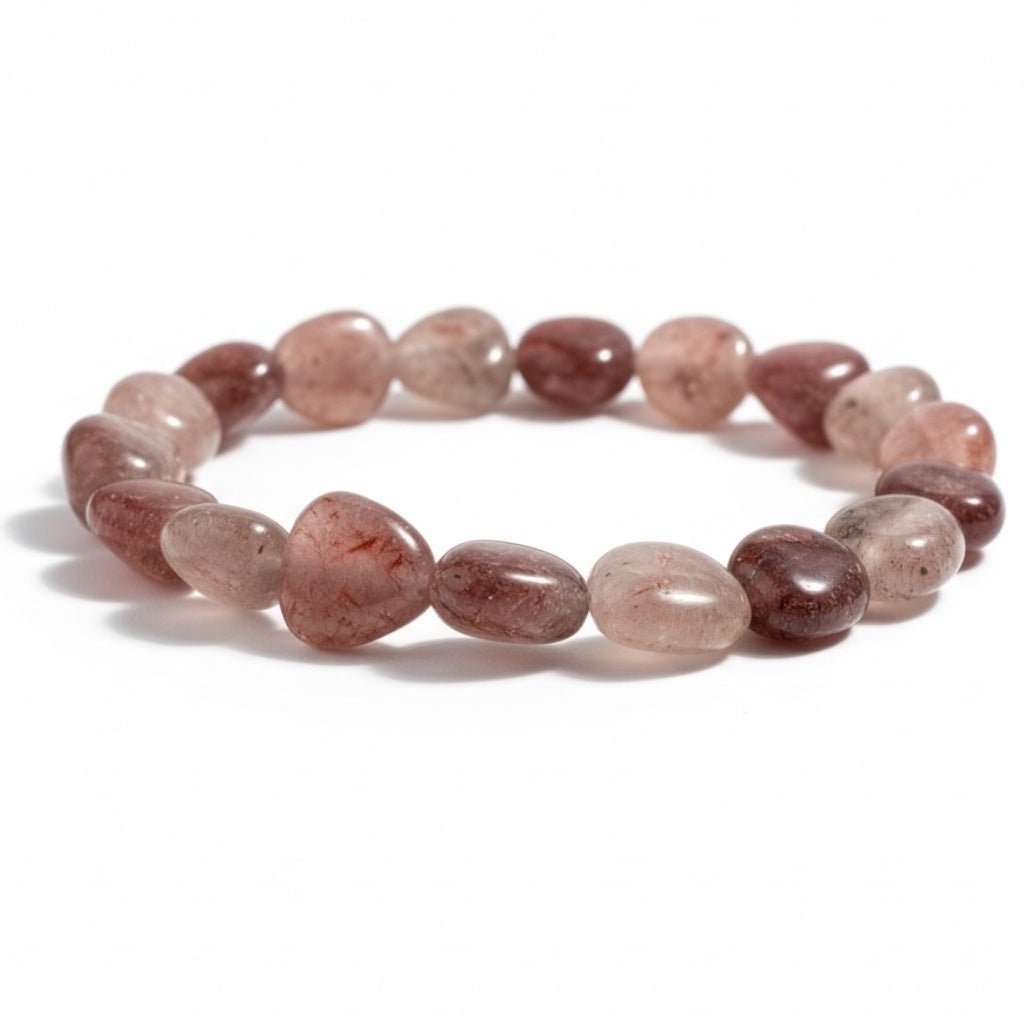 Bracelet quartz hématoide (fraise) coeur Brésil A - La Boite à Cailloux