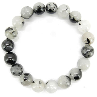 Bracelet quartz inclusions de tourmaline Brésil A (boules 10mm)