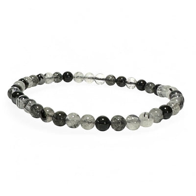 Bracelet quartz inclusions de tourmaline Brésil A (boules 3-4mm)