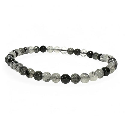 Bracelet quartz inclusions de tourmaline Brésil A (boules 3 - 4mm) - La Boite à Cailloux