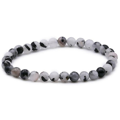 Bracelet quartz inclusions de tourmaline Brésil A (boules 5 - 6mm) - La Boite à Cailloux