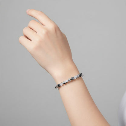 Bracelet quartz inclusions de tourmaline Brésil A (boules 5-6mm) - La Boite à Cailloux