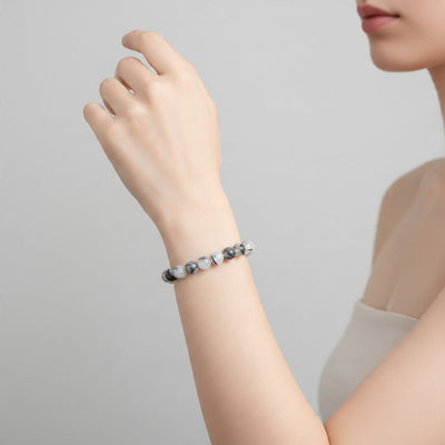 Pulsera de cuarzo con inclusiones de turmalina Brasil A (bolas 7-8mm)