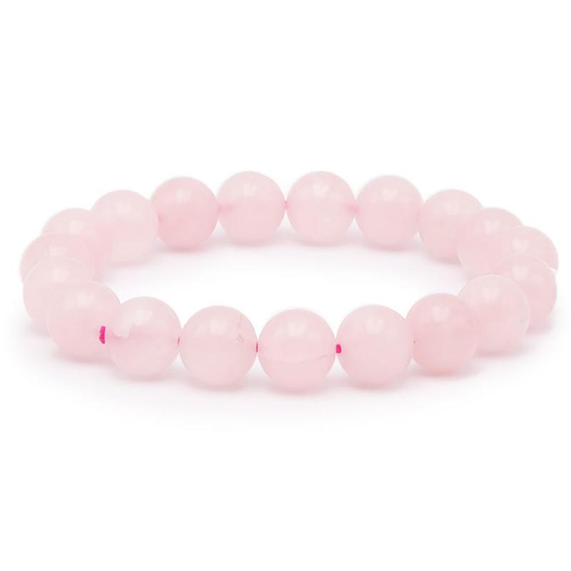 Bracelet quartz rose Brésil A (boules 10mm) - La Boite à Cailloux
