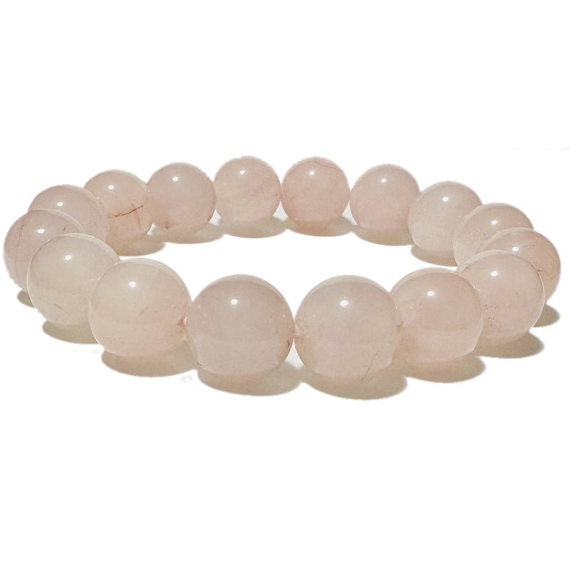 Bracelet quartz rose Brésil A (boules 12mm) - La Boite à Cailloux