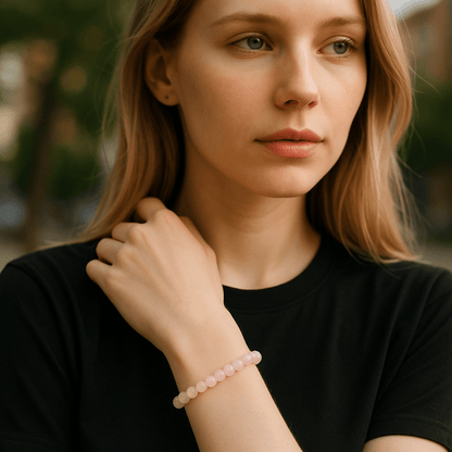 Bracelet quartz rose Brésil A (boules 3 - 4mm) - La Boite à Cailloux