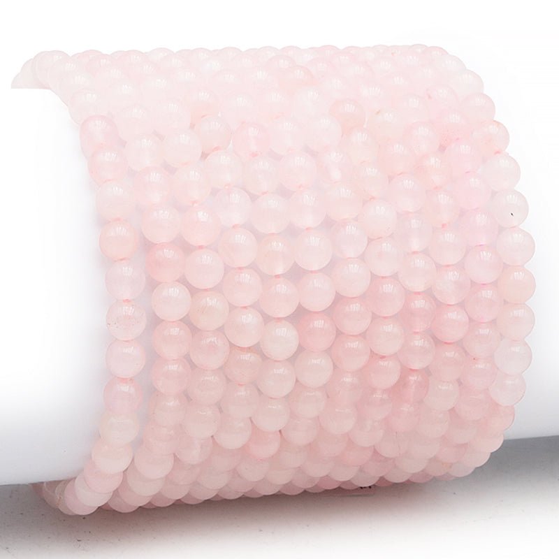 Bracelet quartz rose Brésil A (boules 5 - 6mm) - La Boite à Cailloux