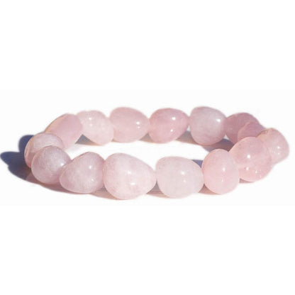 Bracelet quartz rose Brésil A (pierres roulées) 10 - 12mm - La Boite à Cailloux