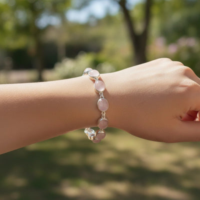 Bracelet quartz rose Brésil AA argent 925