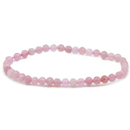 Bracelet quartz rose Brésil AA (perles facettées 3 - 4mm) - La Boite à Cailloux