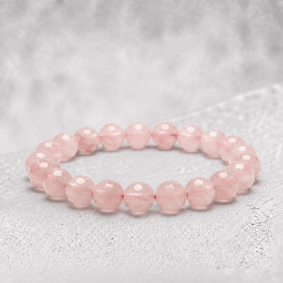 Bracelet AA Brazilian Rose Quartz (faceted 7–8 mm beads)
