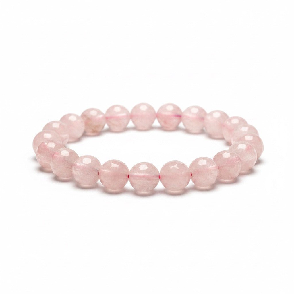 Bracelet quartz rose Brésil AA (perles facettées 7–8 mm) - La Boite à Cailloux