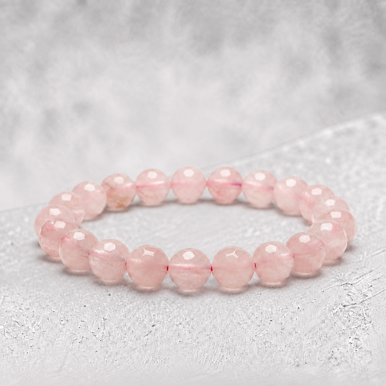 Bracelet quartz rose Brésil AA (perles facettées 7–8 mm)