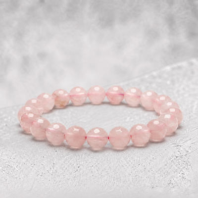 Bracelet quartz rose Brésil AA (perles facettées 7–8 mm)