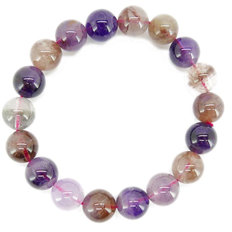 Bracelet quartz super seven Brésil A+ (boules 11 - 12mm) - La Boite à Cailloux
