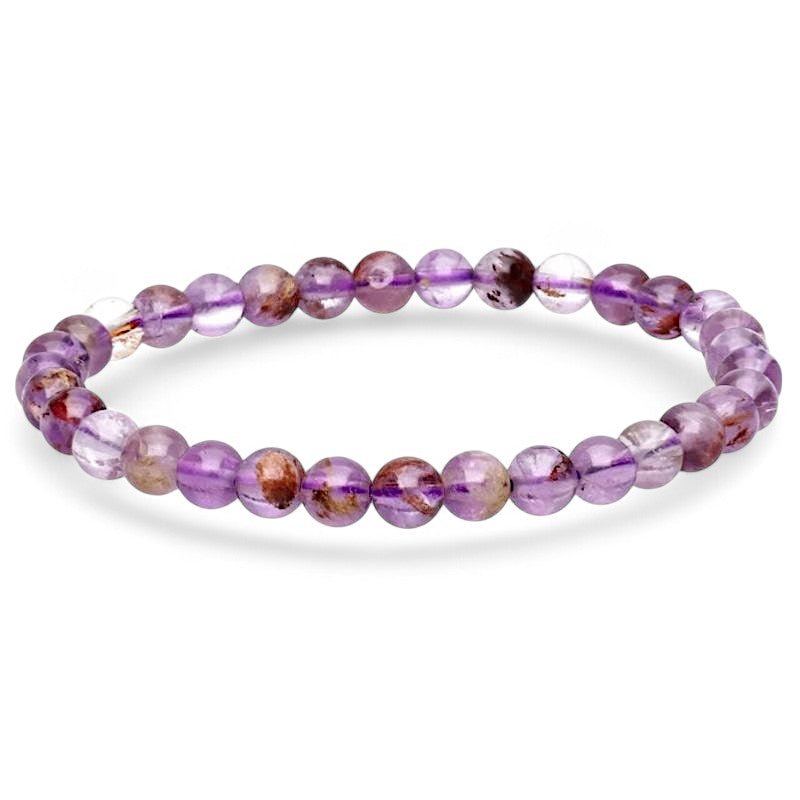 Bracelet quartz super seven Brésil A+(boules 5 - 6mm) - La Boite à Cailloux
