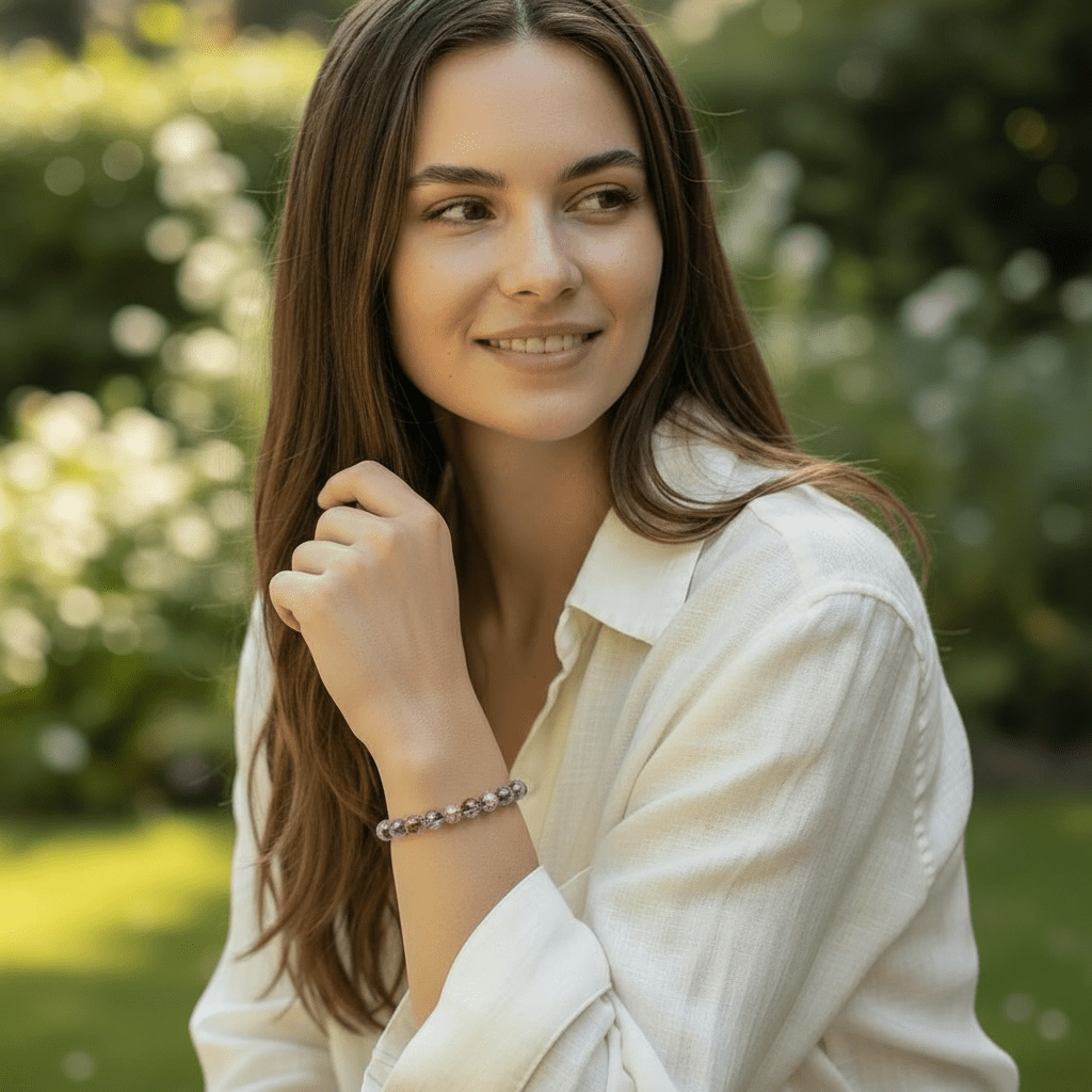 Bracelet quartz super seven Brésil A+(boules 5 - 6mm) - La Boite à Cailloux