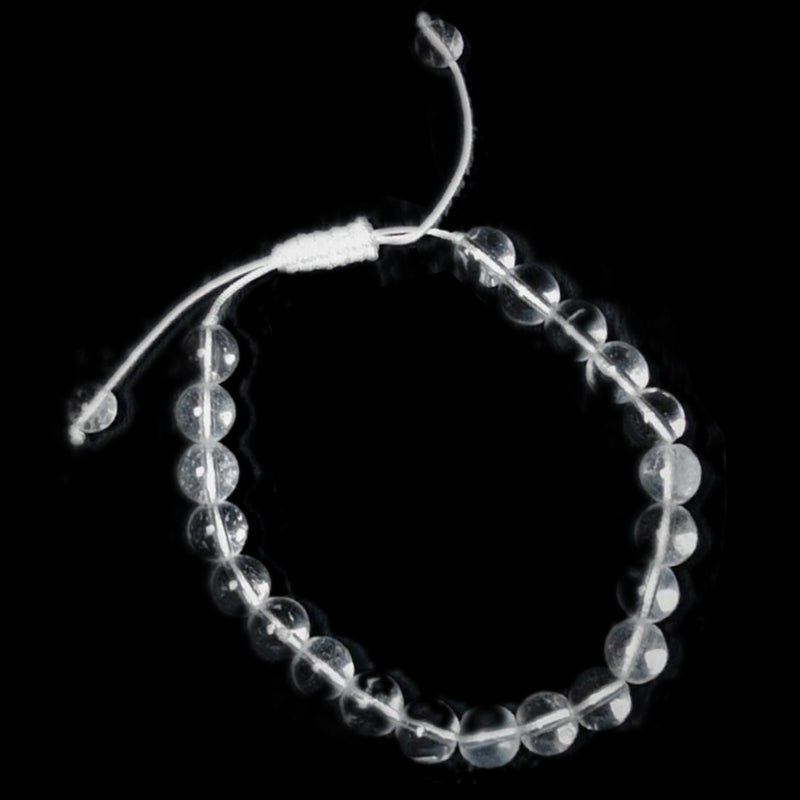 Bracelet réglable coulissant cristal de roche Brésil A boules 8mm - La Boite à Cailloux