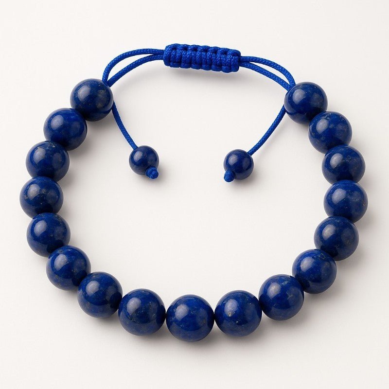 Bracelet réglable coulissant lapis lazuli Afghanistan A boules 8mm - La Boite à Cailloux