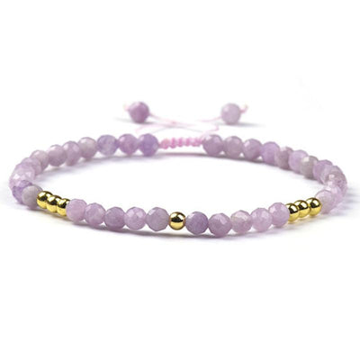 Pulsera deslizante ajustable de lavanda con múltiples amatistas y cuentas de latón (cuentas facetadas de 3-4 mm)