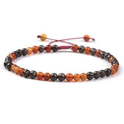 Pulsera deslizante ajustable multi cornalina y cuarzo ahumado (bolas de 3-4 mm)