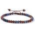 Bracelet réglable coulissant multi dumortiérite et jaspe rouge (boules 3 - 4mm) - La Boite à Cailloux
