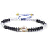 Bracelet réglable coulissant multi spinelle noir, pierre de lune et perle d&