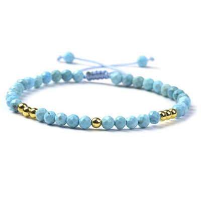 Adjustable sliding bracelet with multi-tuquenite and brass beads (3-4mm faceted beads)