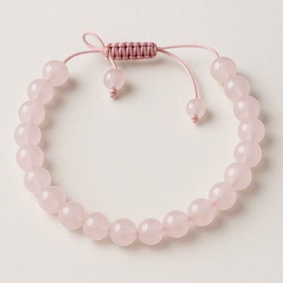 Bracelet réglable coulissant quartz rose Brésil A boules 8mm
