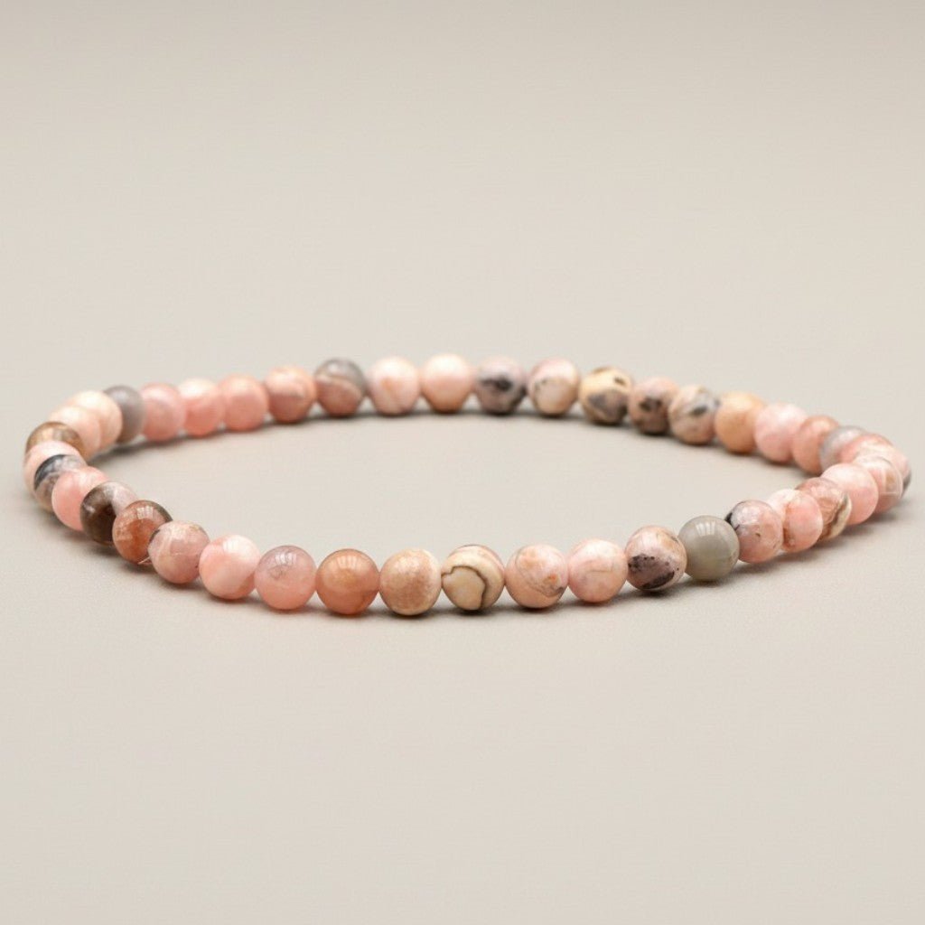 Bracelet rhodochrosite Argentine A (boules 3 - 4mm) - La Boite à Cailloux