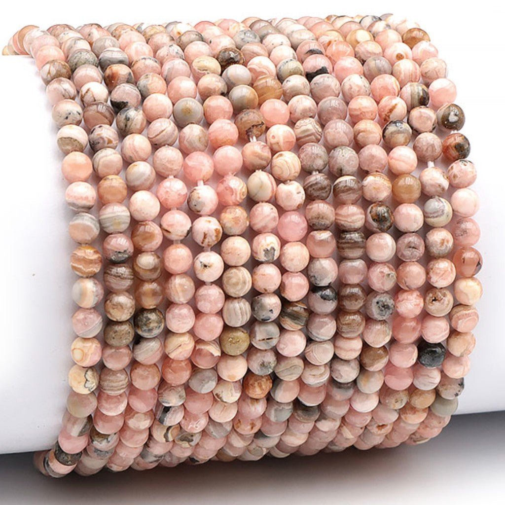 Bracelet rhodochrosite Argentine A (boules 3 - 4mm) - La Boite à Cailloux