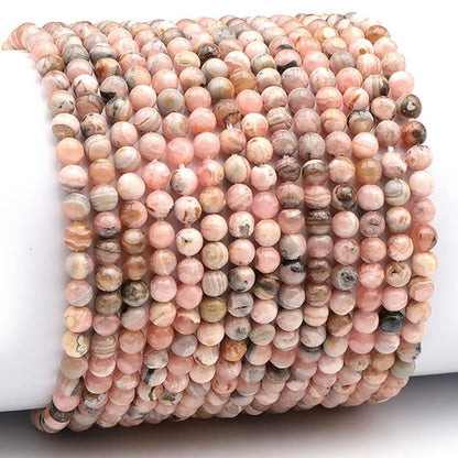 Bracelet rhodochrosite Argentine A (boules 3 - 4mm) - La Boite à Cailloux