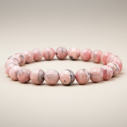 Bracelet rhodochrosite Argentine A (boules 7 - 8mm) - La Boite à Cailloux