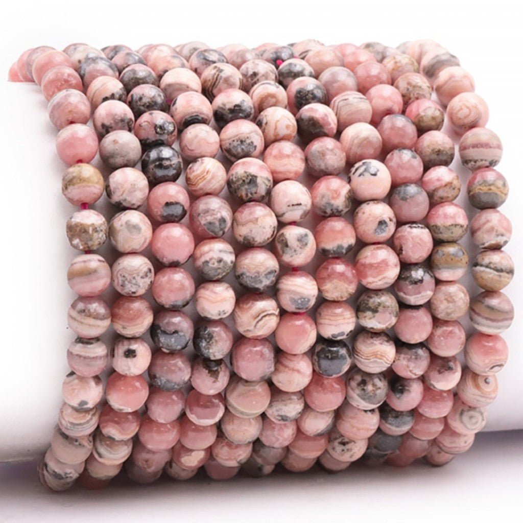 Bracelet rhodochrosite Argentine A (boules 7 - 8mm) - La Boite à Cailloux