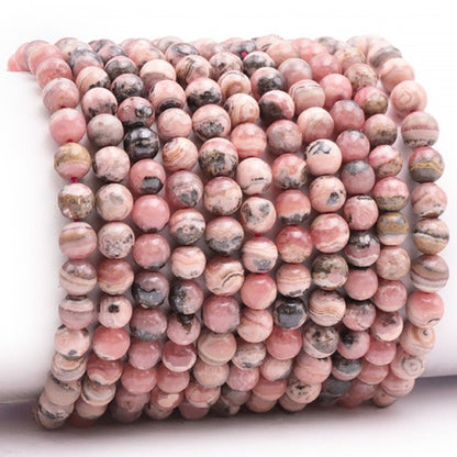 Bracelet rhodochrosite Argentine A (boules 7 - 8mm) - La Boite à Cailloux