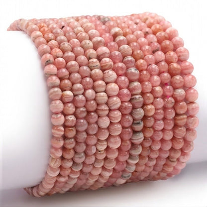 Bracelet rhodochrosite Argentine AA (boules 3 - 4mm) - La Boite à Cailloux