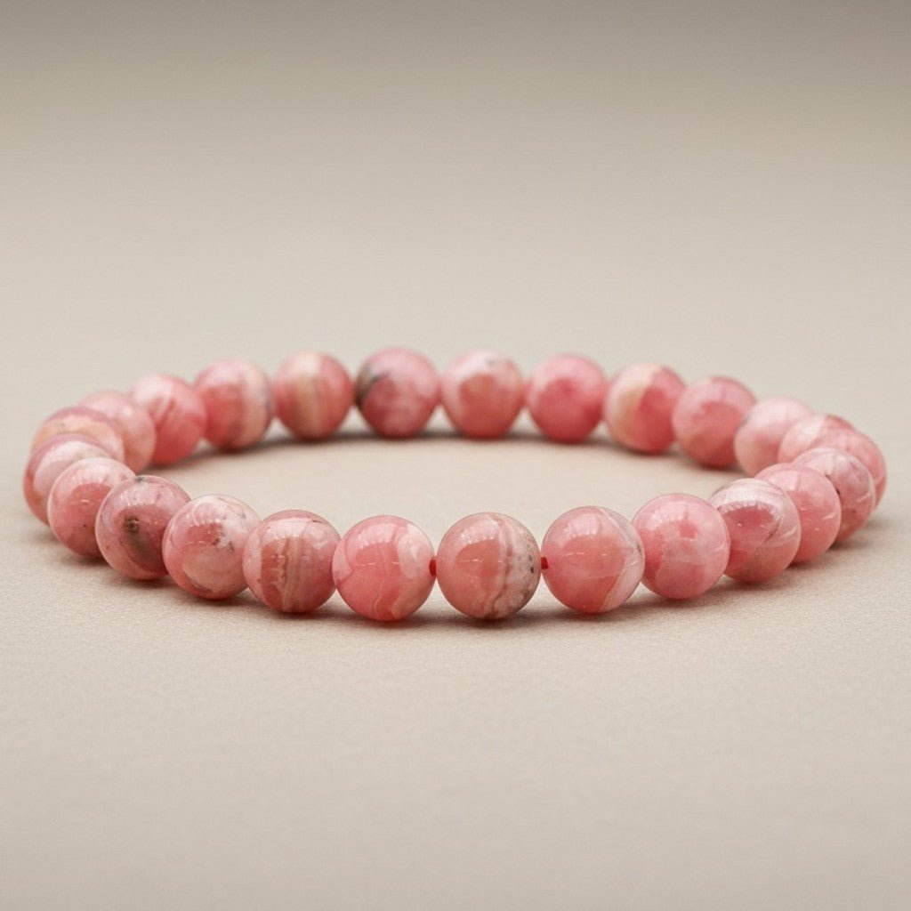 Bracelet rhodochrosite Argentine AA (boules 5,5 - 6,5mm) - La Boite à Cailloux
