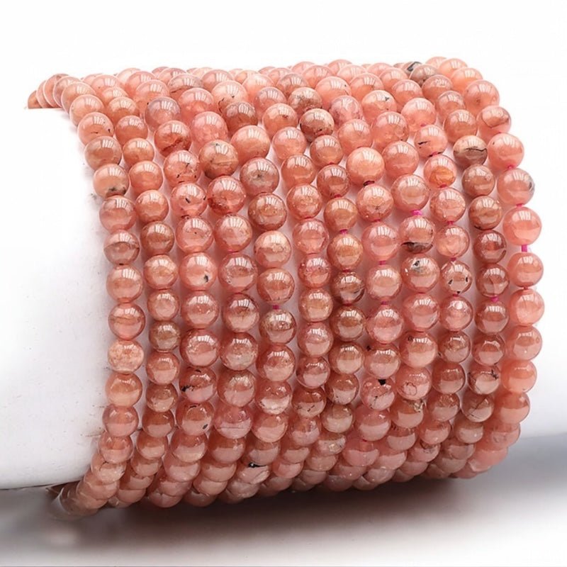 Bracelet rhodochrosite Argentine AA (boules 5,5 - 6,5mm) - La Boite à Cailloux
