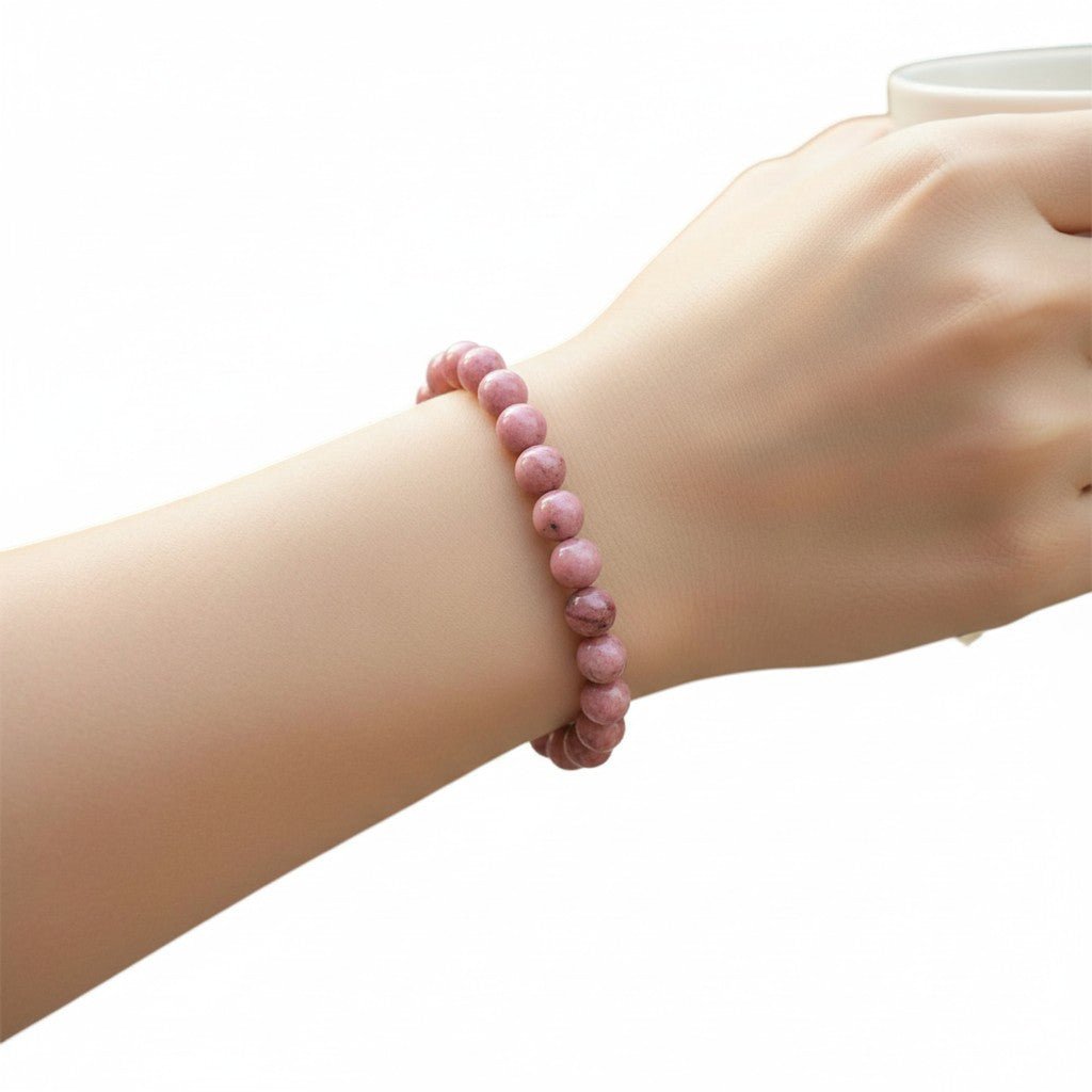 Bracelet rhodonite Australie A (boules 5-6mm) - La Boite à Cailloux