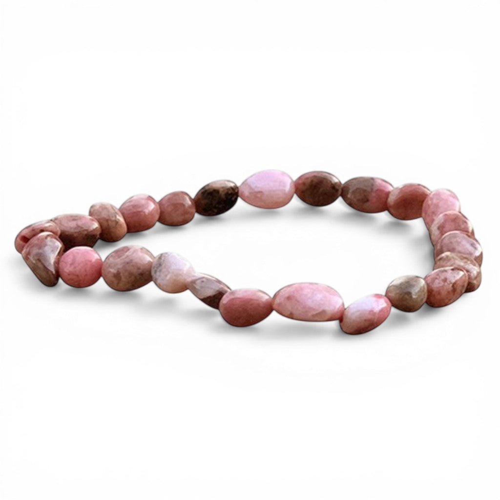 Bracelet rhodonite Australie A (grains 5 - 7mm) - La Boite à Cailloux